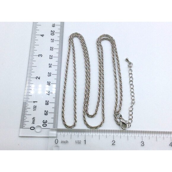 Vintage Silver-Tone Rope Chain Necklace With Lobster Clasp - Picture 4 of 4